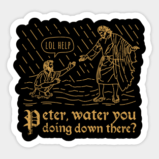 Peter Water You Doing Down There Funny Christian Tshirt Sticker